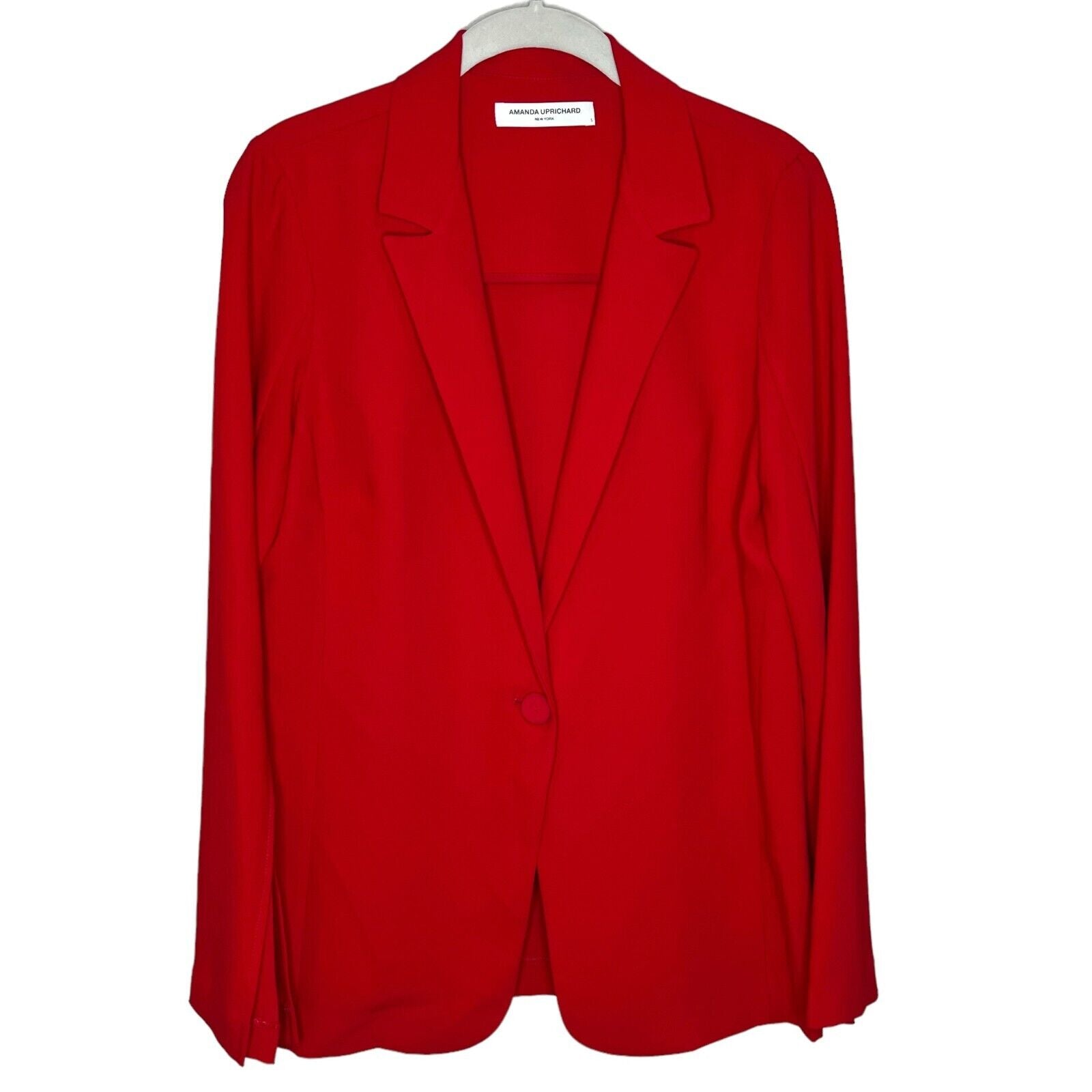Amanda Uprichard Nolita Red Scarlett Blazer Tailored with Single Button Closure 