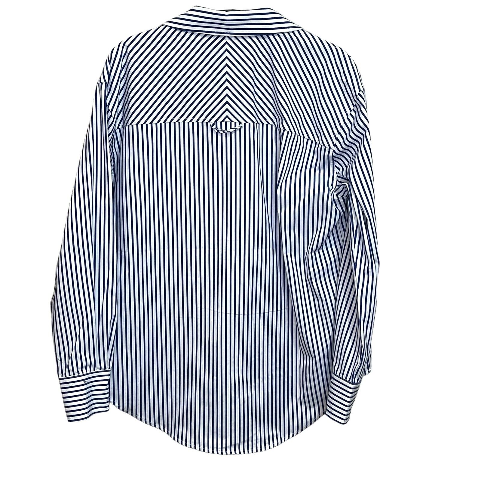 Casa Cabana Blue White Stripe Button Down Shirt Size Small NEW $58