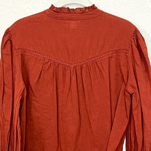 Sundance Rust Paprika Louisa Victorian Blouse Size Medium $128