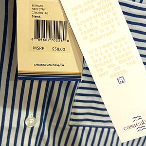 Casa Cabana Blue White Stripe Button Down Shirt Size Small NEW $58
