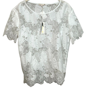 Gold Hawk Bright White Lace Short Sleeve Top Size Small NEW $178