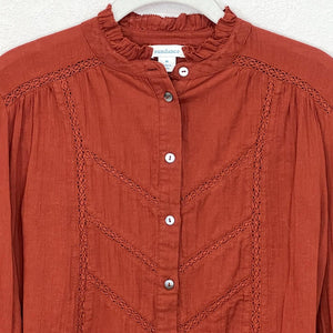 Sundance Rust Paprika Louisa Victorian Blouse Size Medium $128