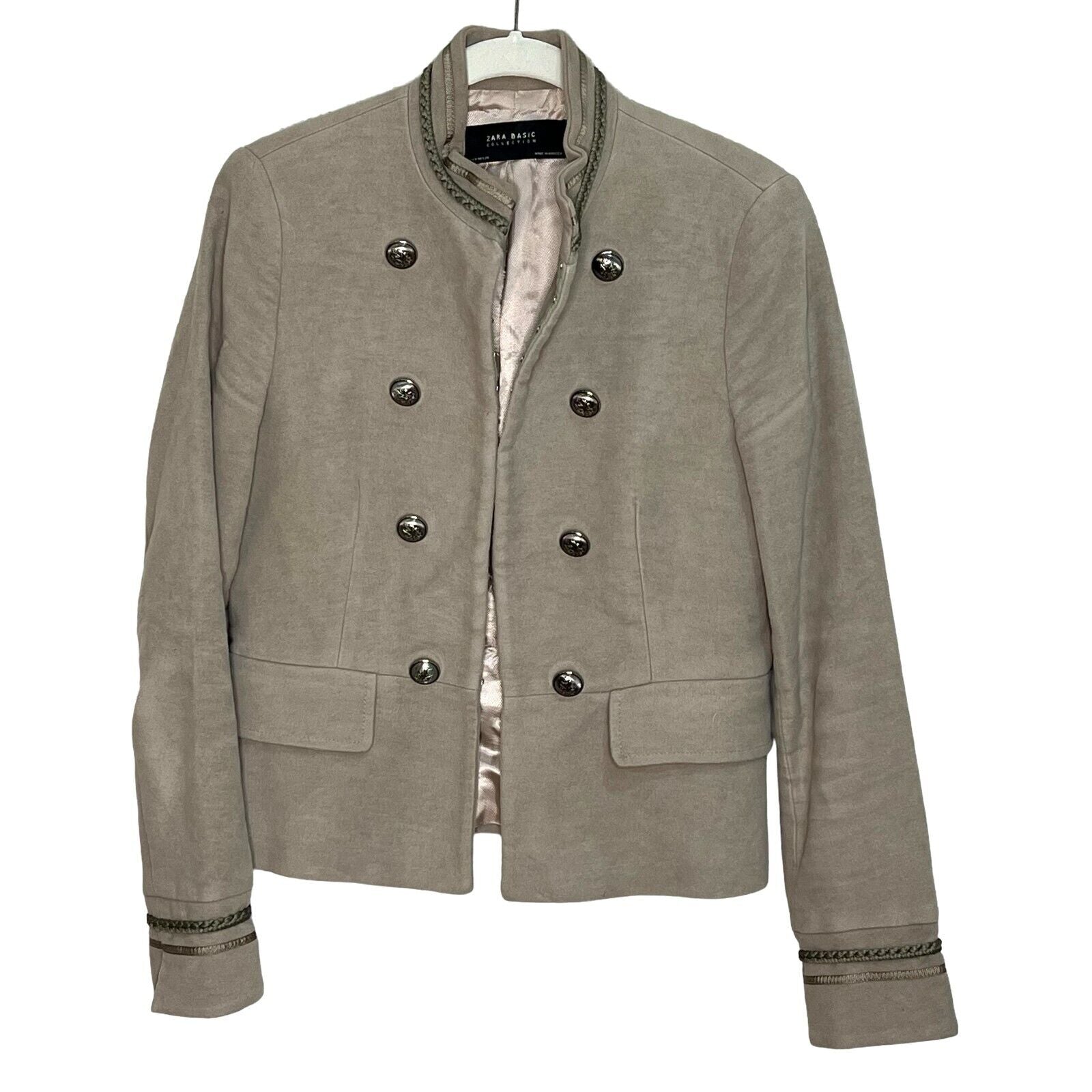 Zara Basic Collection Tan Military Jacket Blazer Size Medium