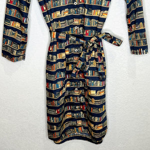 Tommy Hilfiger Book Print Belted Shirt Dress Size XS