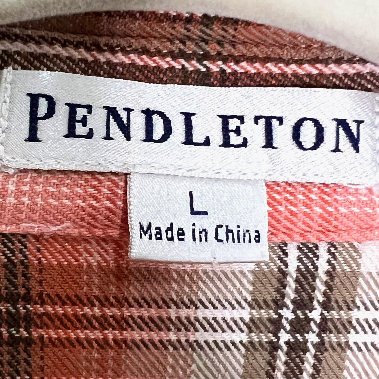 Pendleton Orange Plaid Cotton Button Down Shirt Large Womens