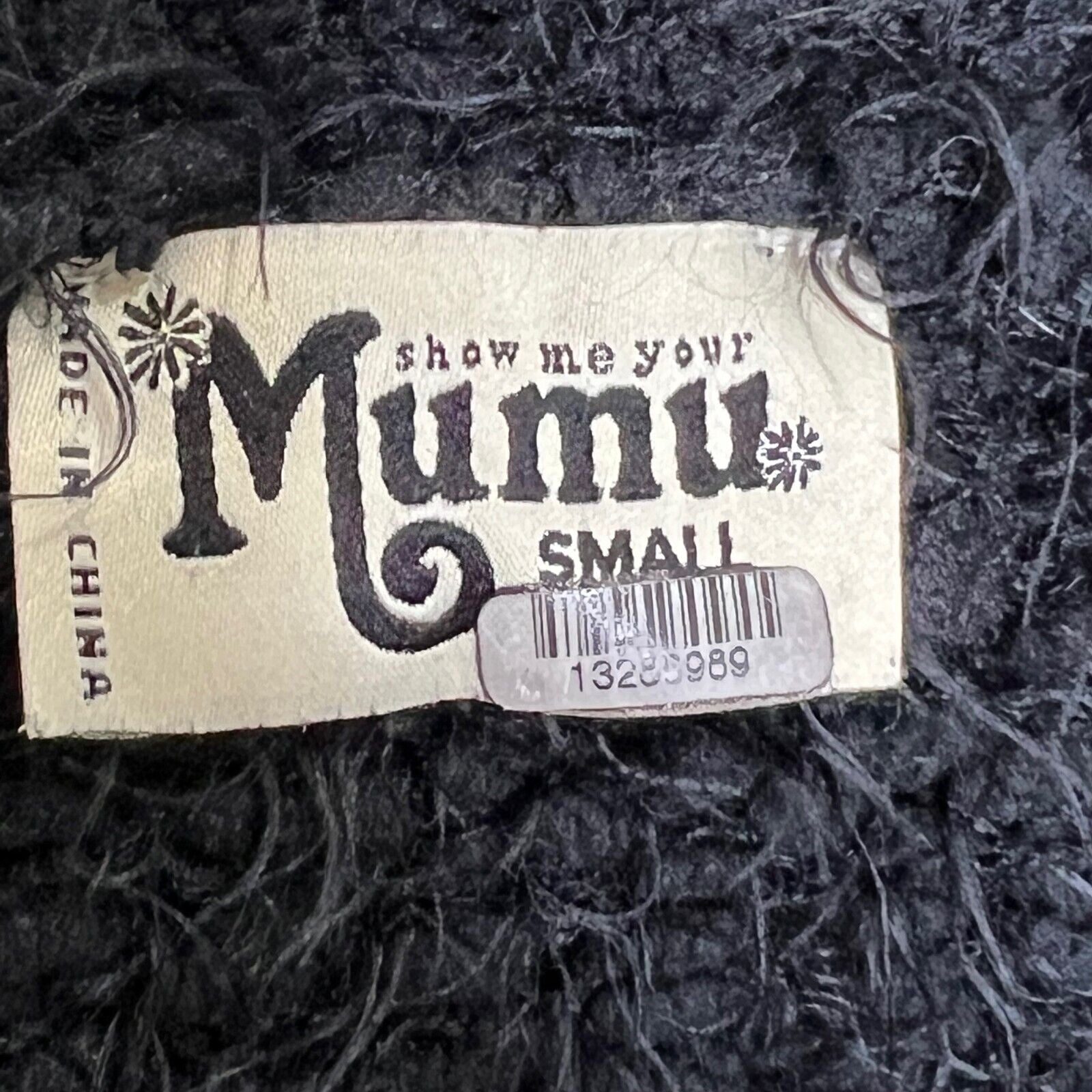 Show Me Your Mumu Cropped Varsity Sweater Eyelash Black Size Small