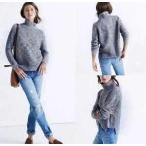 Madewell Blue Melange Raglan Turtleneck Sweater Size Medium