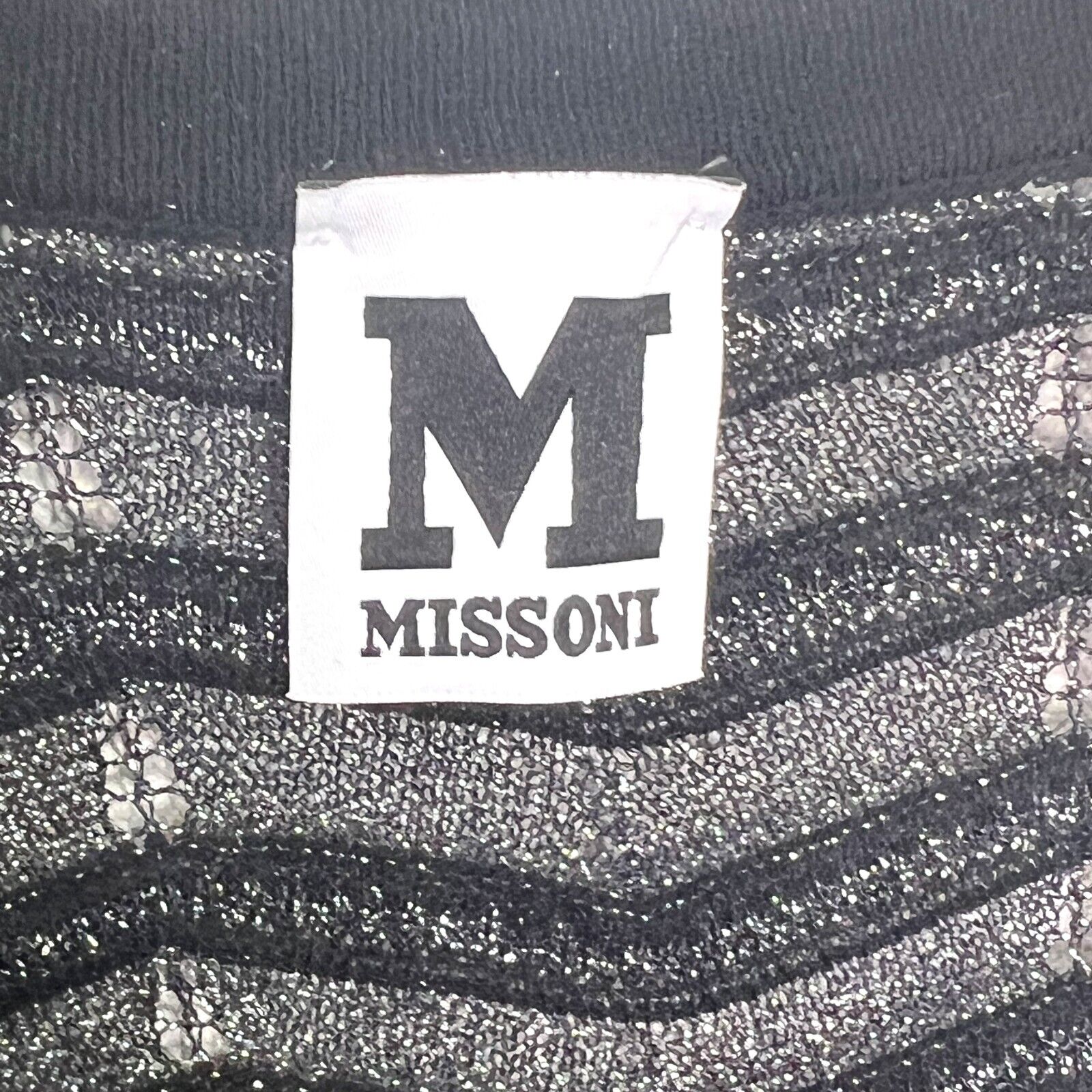 M Missoni Long-Sleeve Zigzag Lurex A-Line Dress Black 42