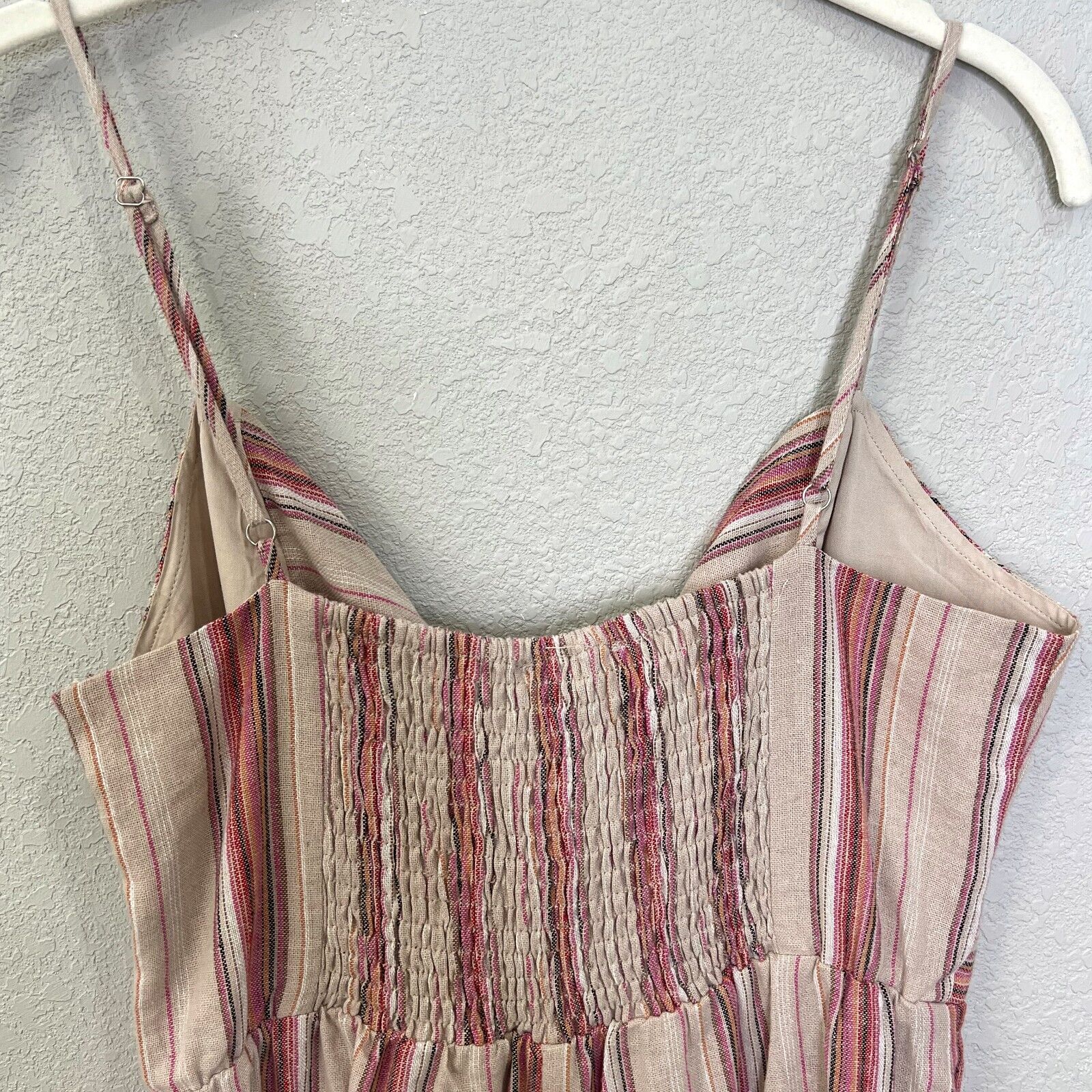 J.O.A. Los Angeles Striped Linen Tie Front Jumpsuit Size Small