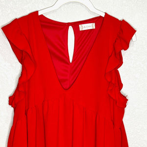 Altar'd State Red Ruffle Sleeve Mini Dress Size Small