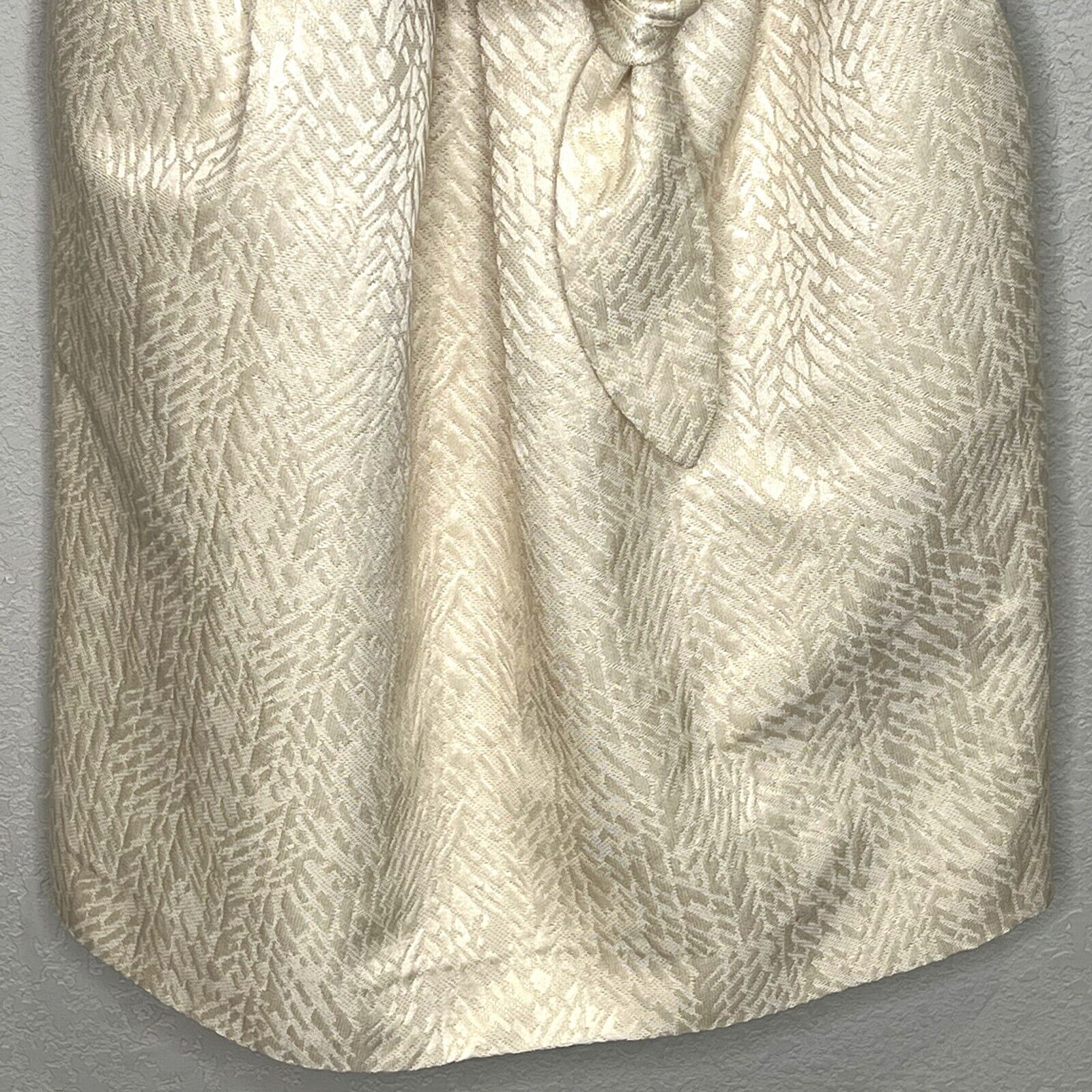 Shoshanna Strapless Dress Ivory Gold Bow Belt Silk Blend Size 4