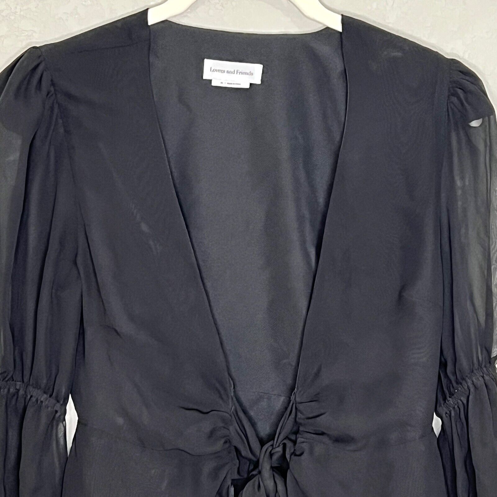 Lovers + Friends Black Tie Front Henry Blouse Size X Small