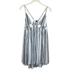 O'NEILL Saltwater Solids Blue White Stripe V-Neck Swim Cover Up Dress Size Small