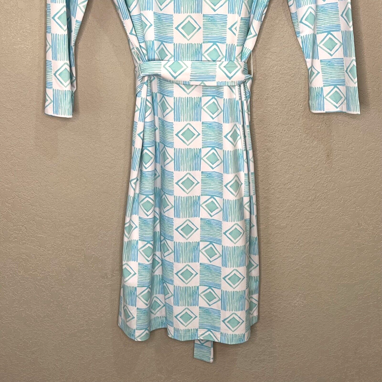 J. McLaughlin Blue White Trellis Tile Calla Dress Size Medium NEW $228