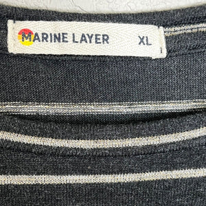 Marine Layer Womens Charcoal Gray Metallic Stripe Tee Size XL