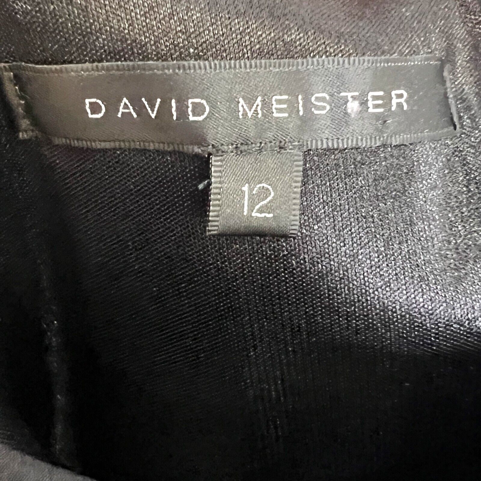 David Meister Black One Shoulder Ruffle Mini Cocktail Dress Size 12