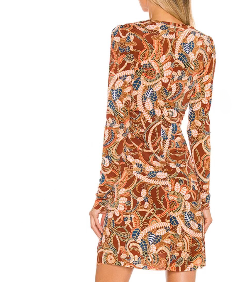 A.L.C. Maryn Silk Draped Mini Dress Round Neck Long Sleeve Size Small NEW $425