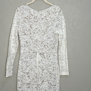 XScape Long Sleeve Ivory Nude Lace Sequin Formal Wedding Dress Size 8 NEW $259