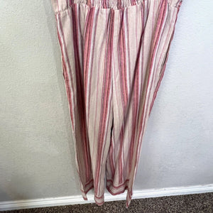 J.O.A. Los Angeles Striped Linen Tie Front Jumpsuit Size Small