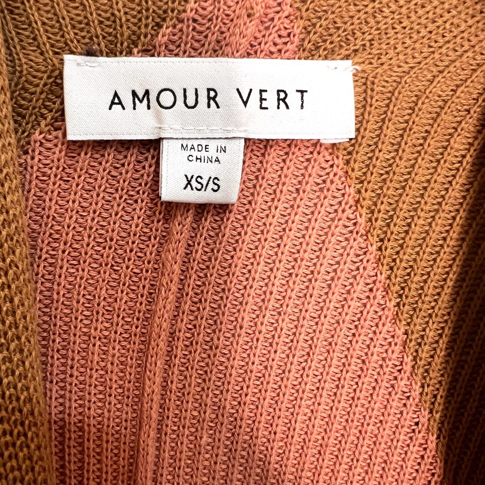 Amour Vert Organic Cotton Tank Pink Open Cardigan Sweater Tan Pink Size XS Small