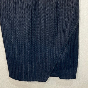 Helmut Lang Black Leather Trim Knit Sweater Pencil Dress Size 2
