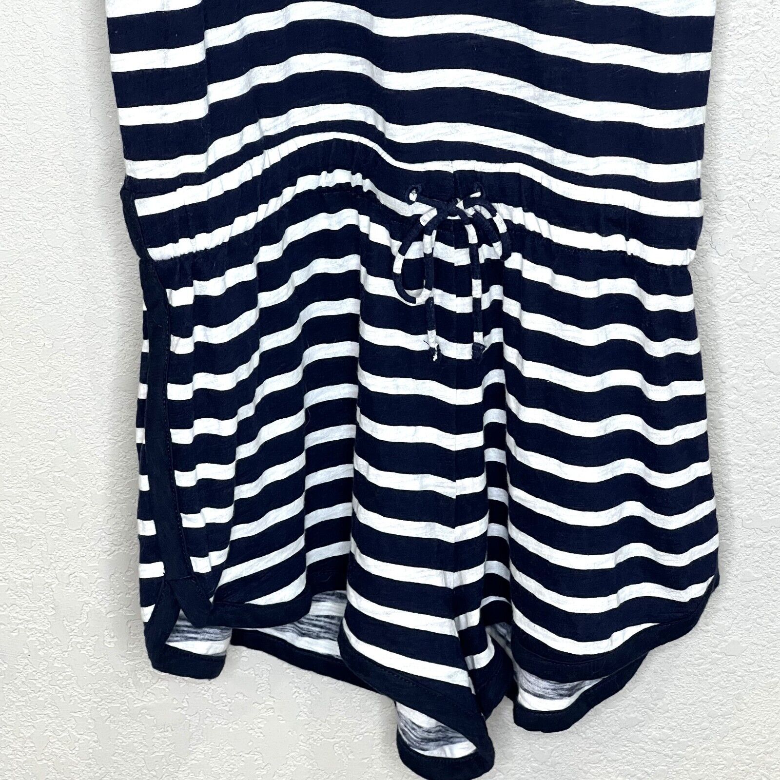 Everlane Gia Navy Blue & White Striped Shorts Romper Size Small 