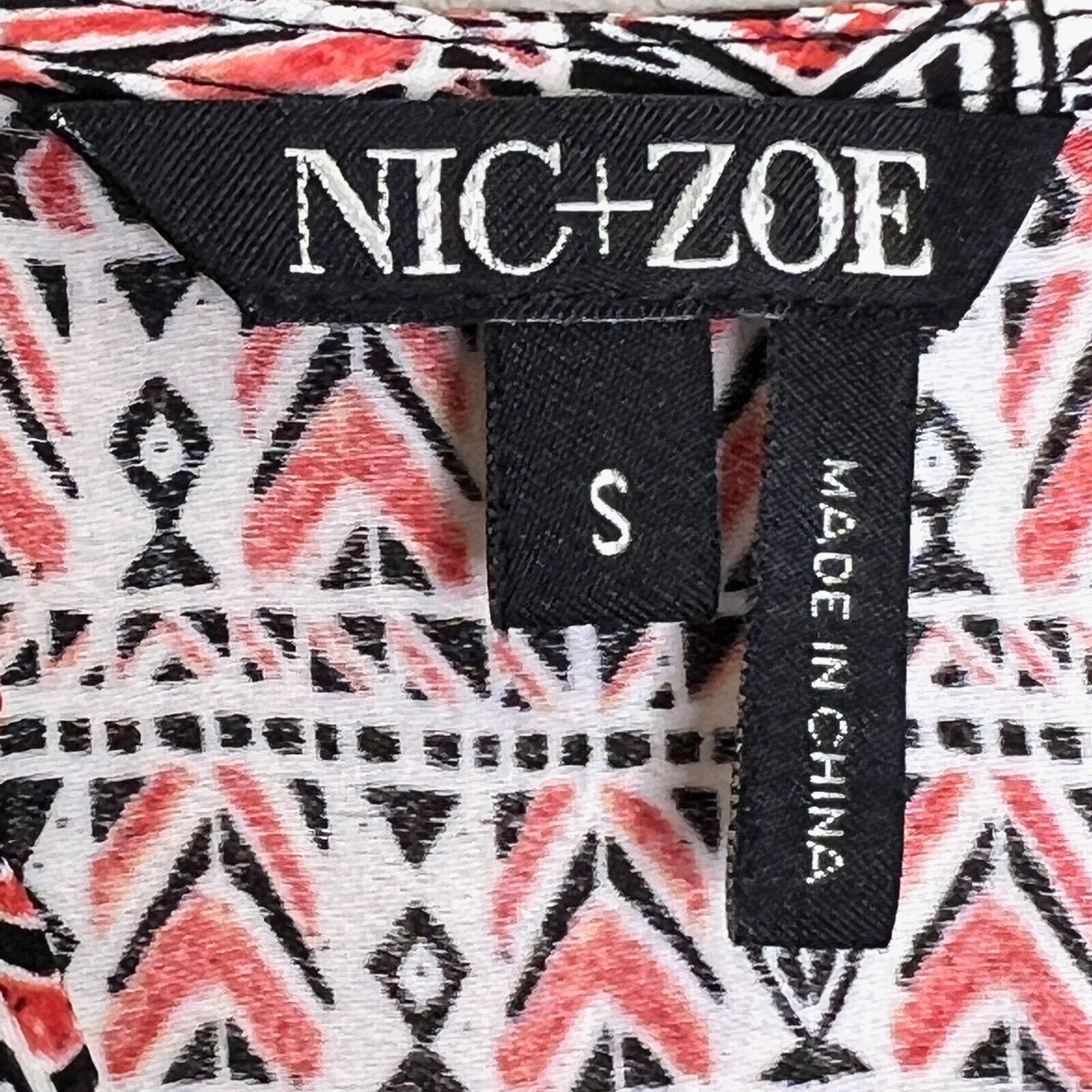 Nic + Zoe Summer Solstice Top Red Black White Sleeveless Tunic Size Small