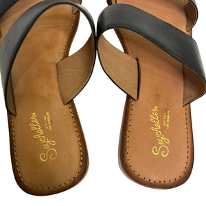 Seychelles Black Strap Leather Two Strap Slides Sandals Size 8.5