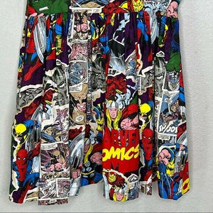 Marvel Comic Book Fit and Flare Sleeveless Dress Small Comic Con