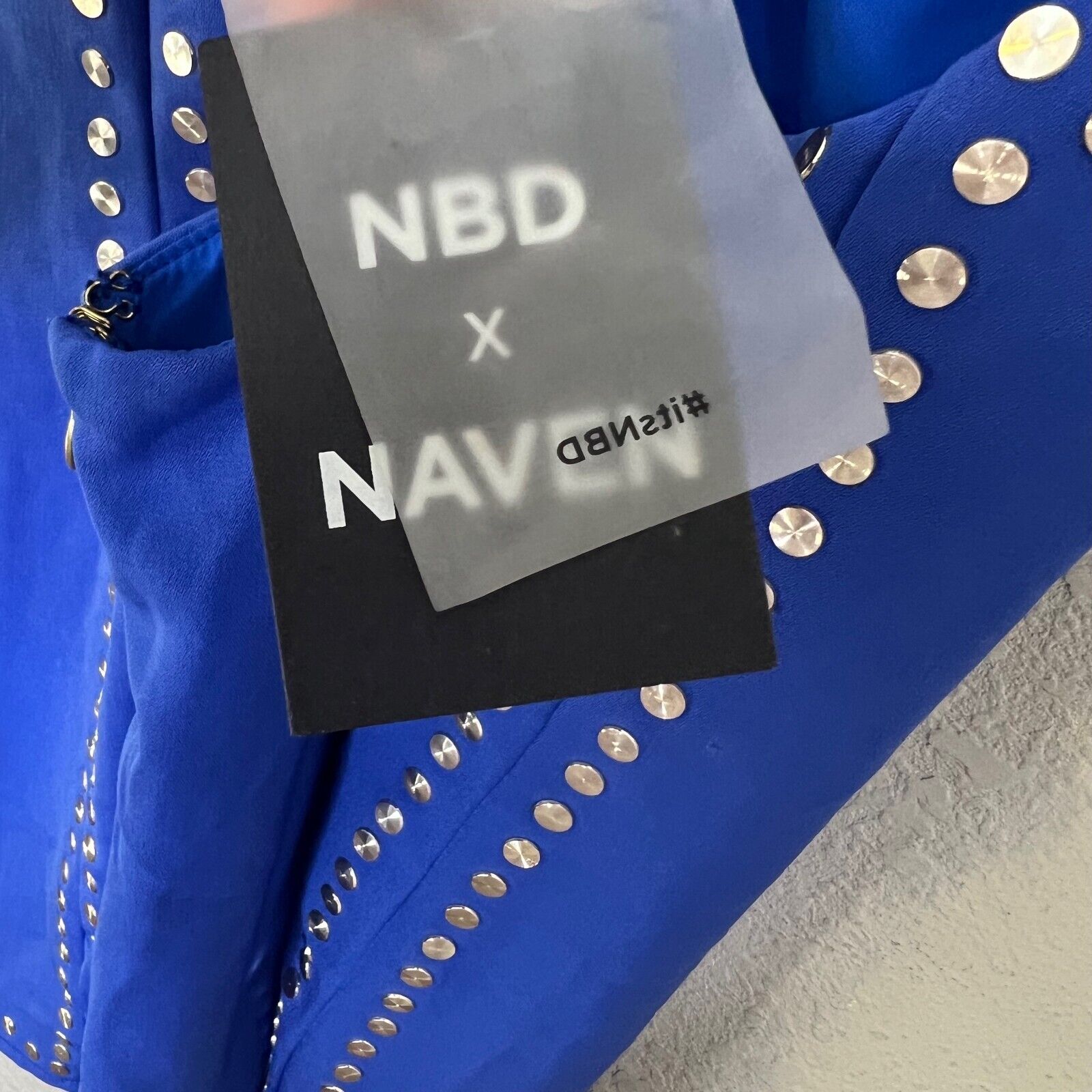 NBD x Naven Zara Blue Mini Dress w Silver Size Small NEW