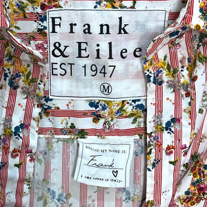 Frank and Eileen "Frank" Woven Button Up Red Mini Stripe w Flowers Size Medium