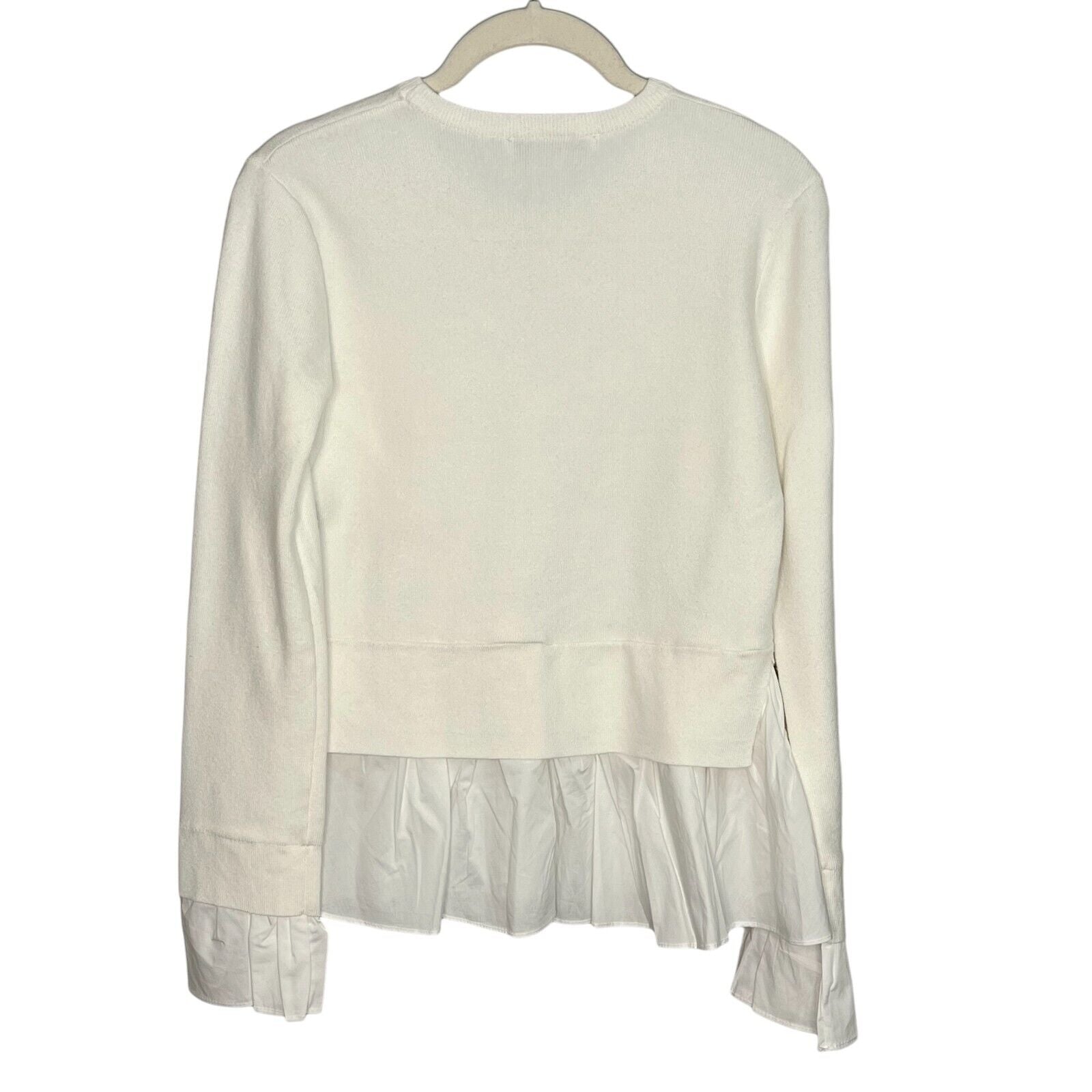 English Factory Ivory White Mixed Media Sweater Layered Twofer Size XS