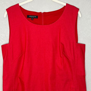 Lafayette 148 Red Cotton Lined Sleeveless Dress w Pockets Size 8