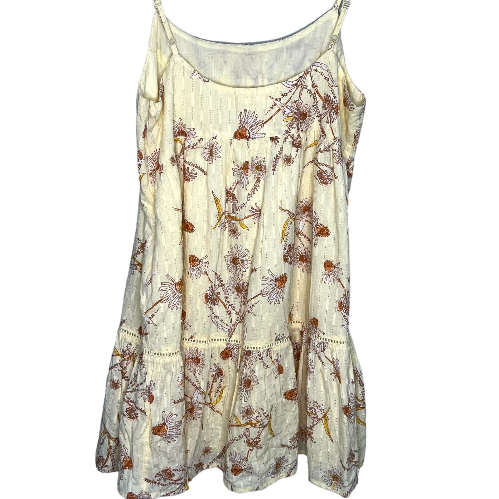 UO Urban Outfitters Yellow Floral Dina Cotton Frock Mini Dress Small
