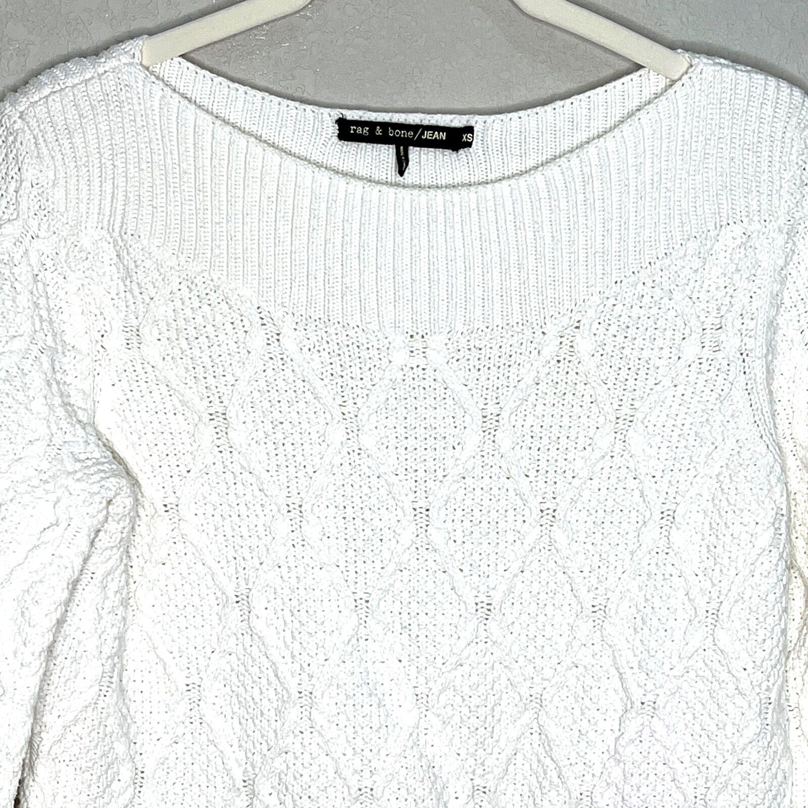 rag & bone Jean White Ivory Cable Knit Sweater Womens Size XS