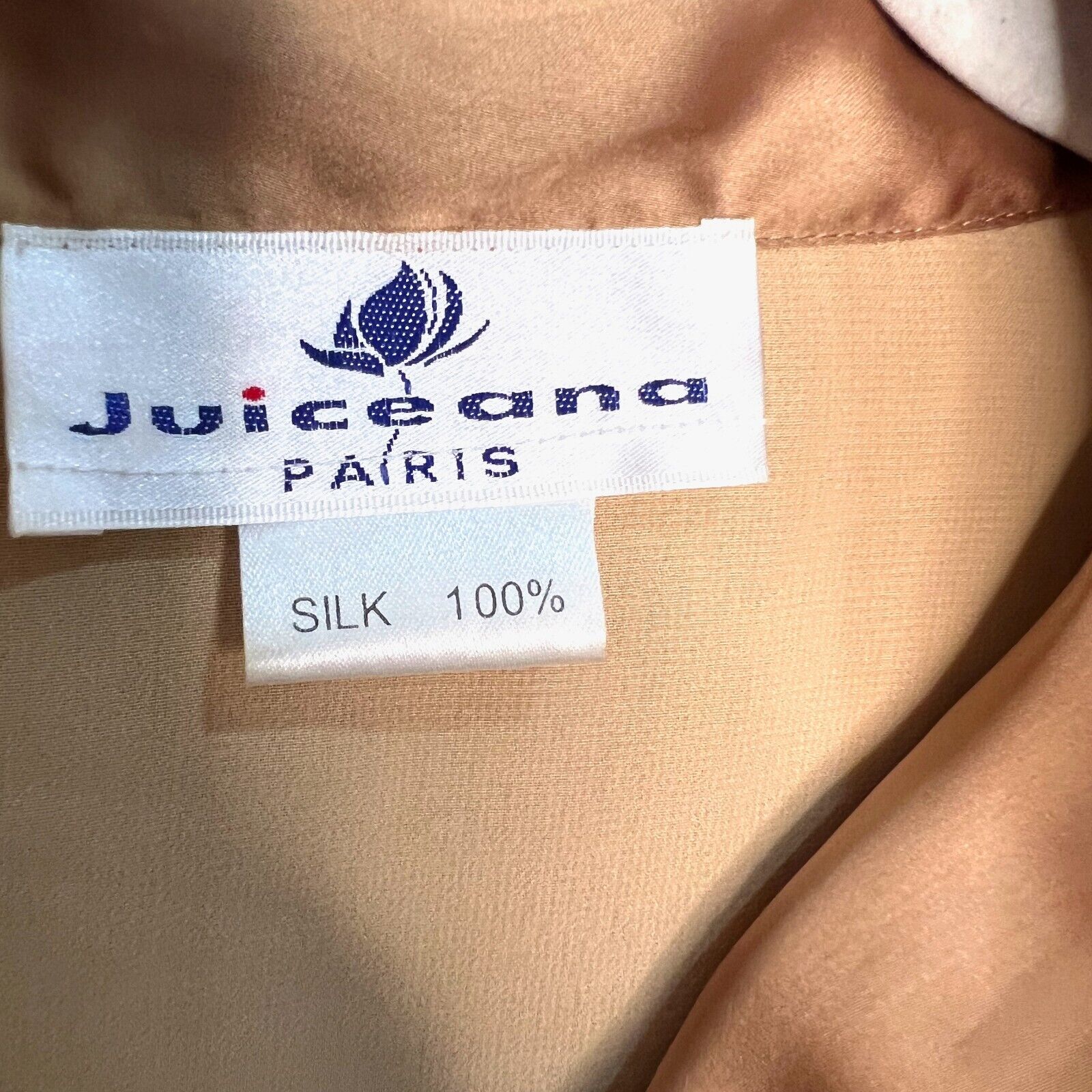 Juiceana Paris Bronze Golden Ruffle Tie Front Silk Dress Size Small