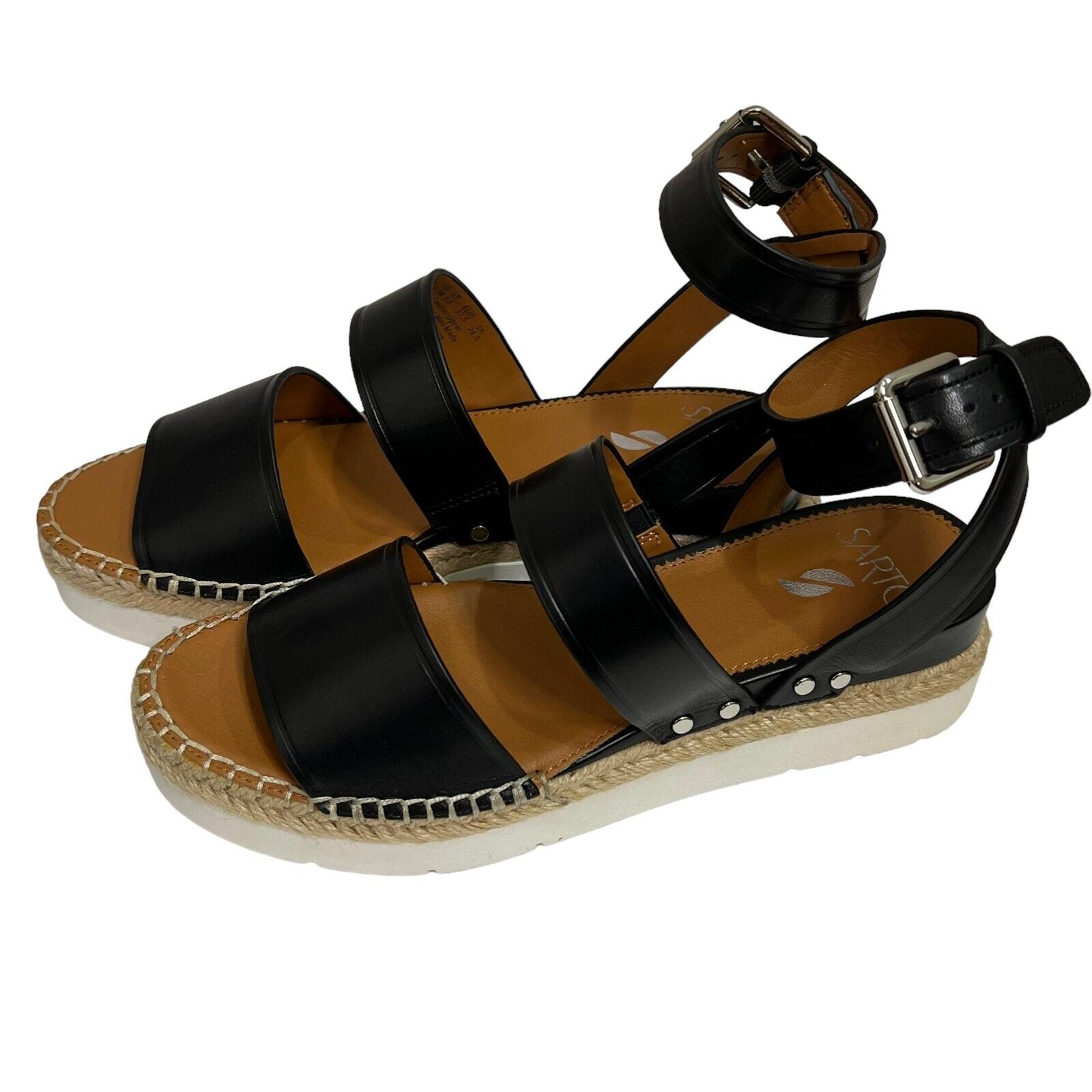 Franco Sarto Calvin Black Strappy Sport Sandals 7.5M NEW $115