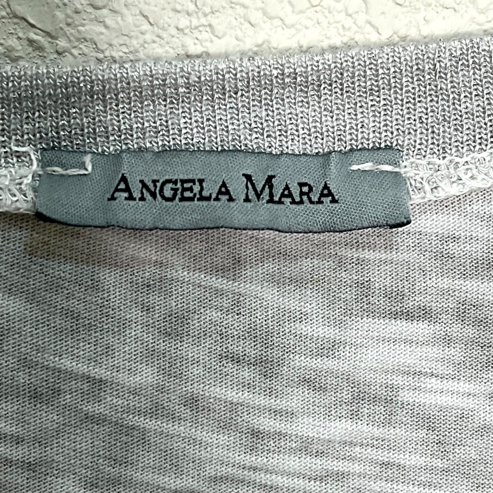 Angela Mara Grey Silver Metallic 100% Linen Tee Shift Dress Size Small / Medium