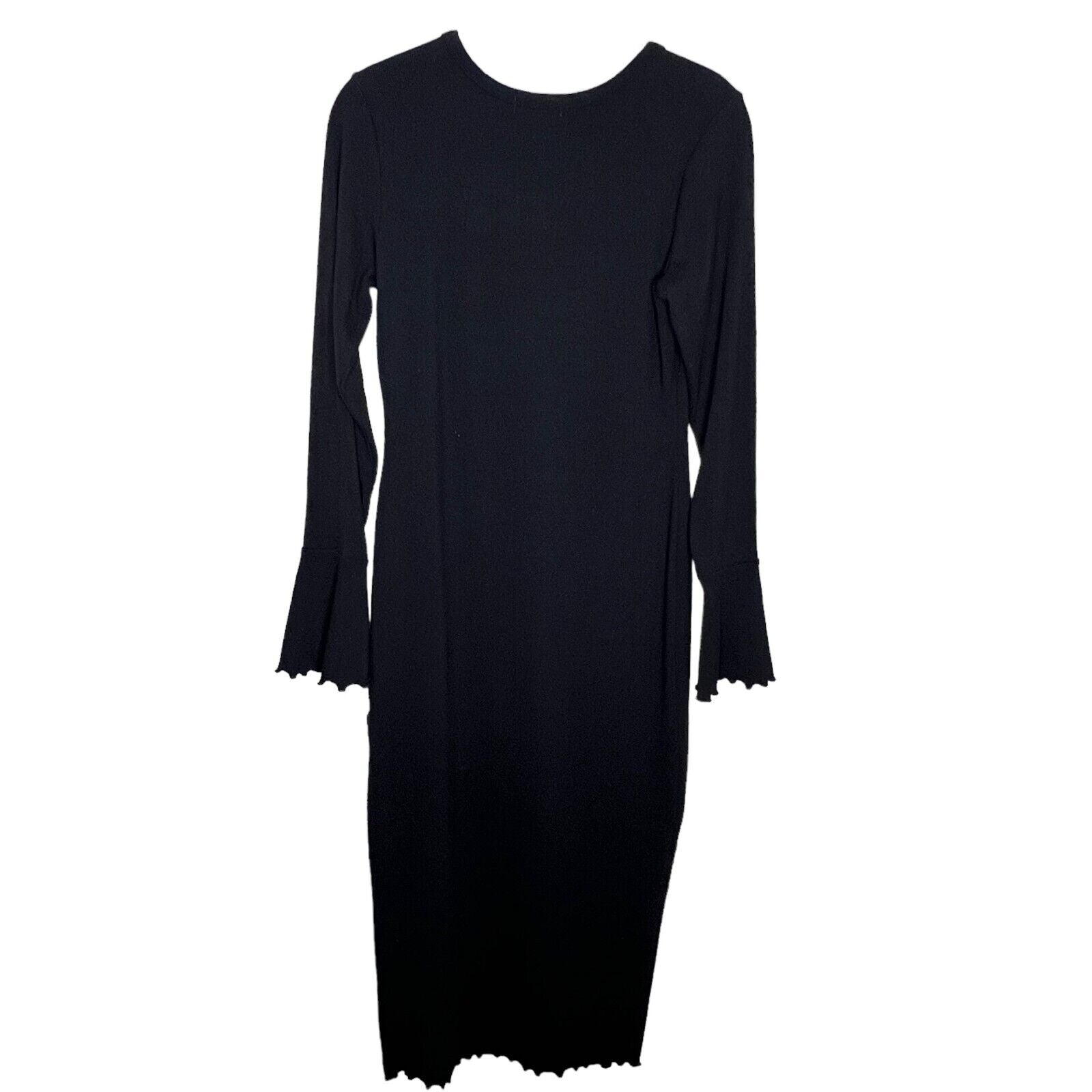 Lovers and Friends Long Sleeve Black Knit Maxi Dress Lattice Hem Size Large