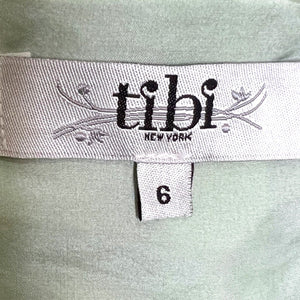 Tibi New York Garden Picnic Plaid Green Empire Silk Cotton Dress Size 6