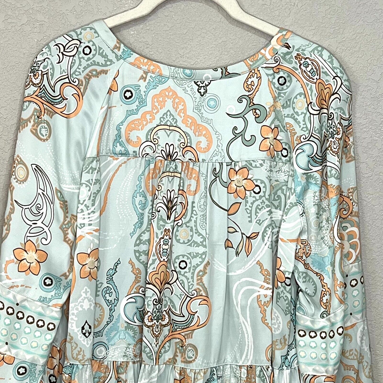 Odd Molly Mint Green Peach Floral Paisley Top Blouse Size Small (1)