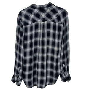 Current/Elliott The Patchwork Project Shirt in Phantom Plaid (1) Size Small