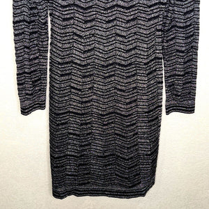 M Missoni Long-Sleeve Zigzag Lurex A-Line Dress Black 42