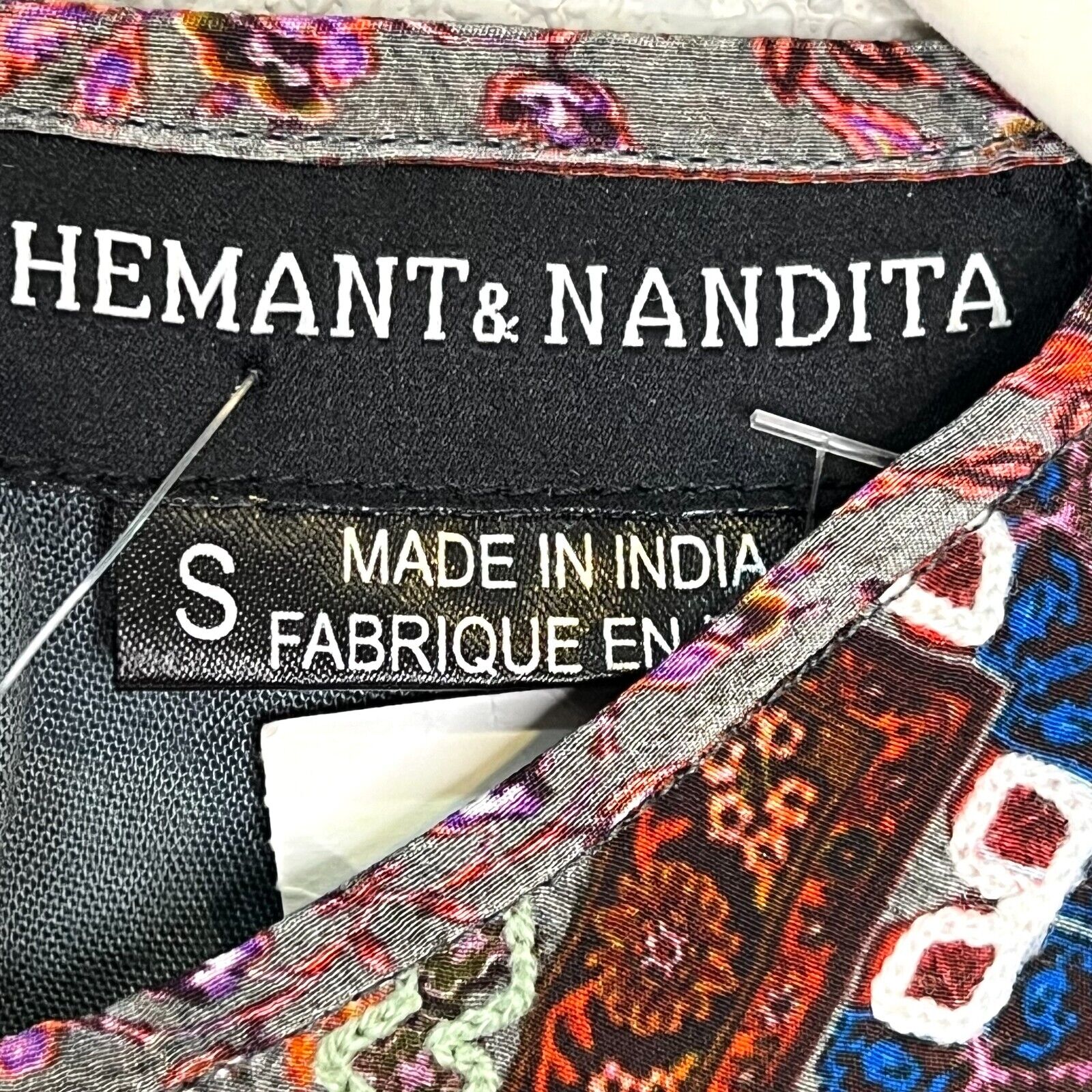 HEMANTA & NANDITA Silk Paisley Print Crop Top Size Small NEW $176