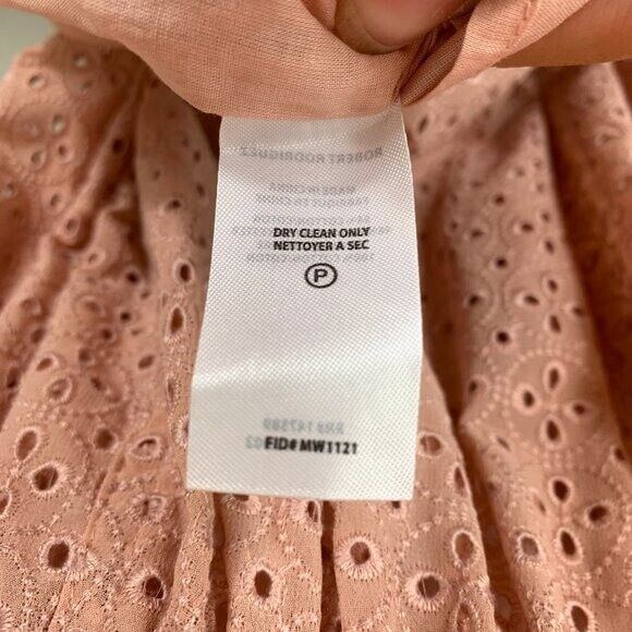 Robert Rodriguez Pink Ruffle Eyelet Midi Dress Size 6 $545