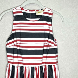 Anthropologie Maeve Striped Wide-Leg Jumpsuit Wide Leg Red White Grey Stripes XS