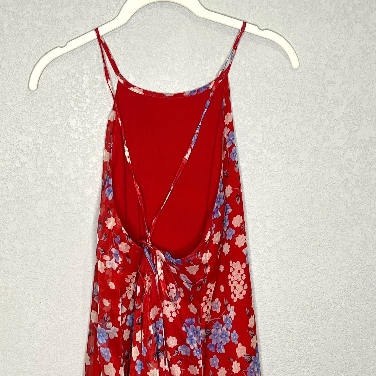 Lucy Paris Red Floral Halter Tie Back Maxi Dress Medium New