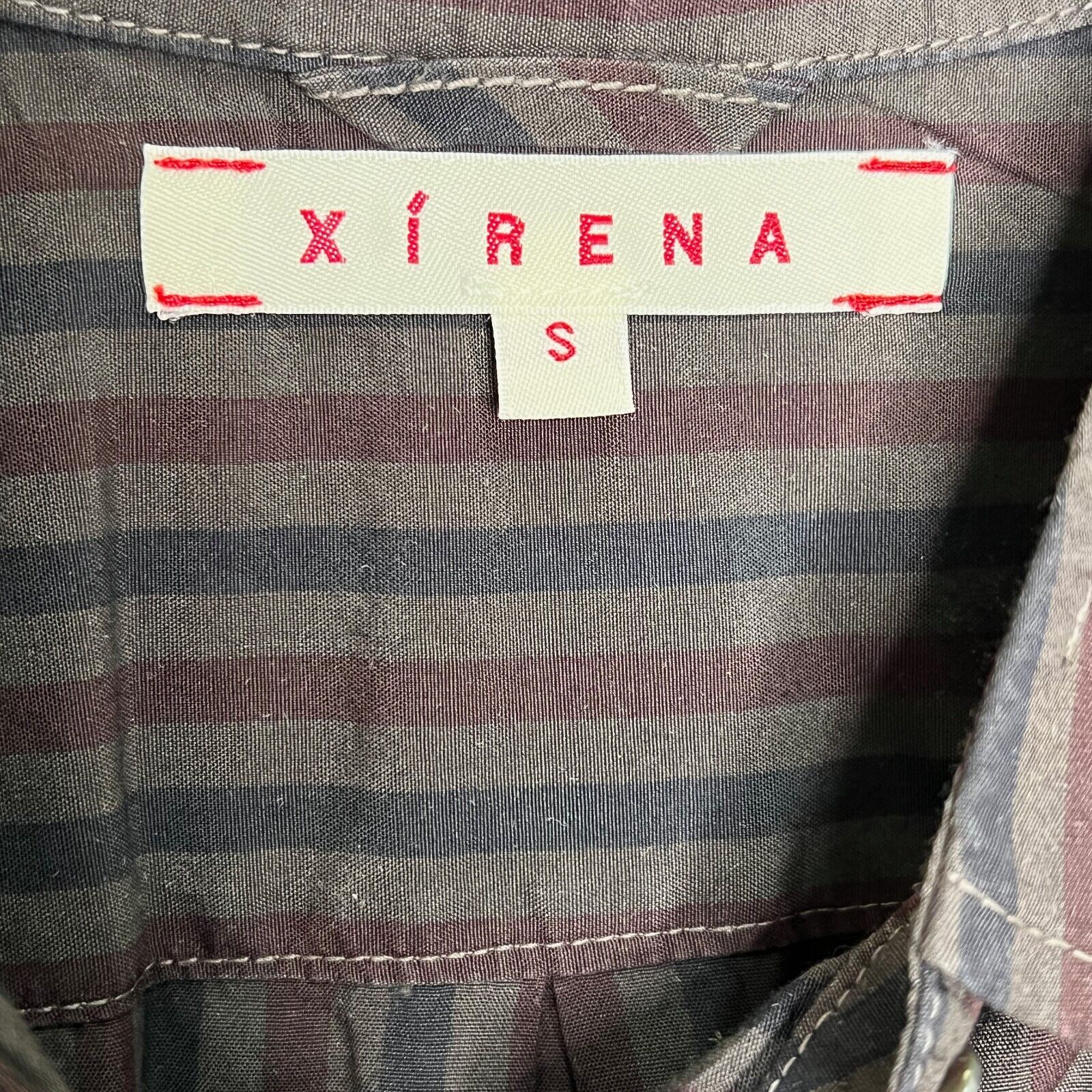 Xirena Womens Gray Long Sleeve Striped Cotton Button Up Shirt Top Size Small