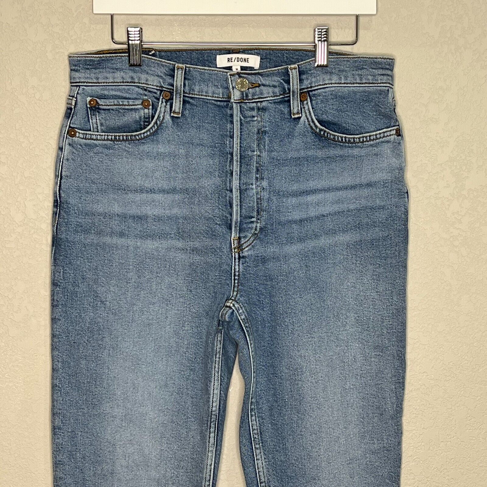 RE/DONE 90s High Rise Ankle Cropped Blue Jeans Sz 30 NEW $265
