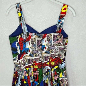 Marvel Comic Book Fit and Flare Sleeveless Dress Small Comic Con